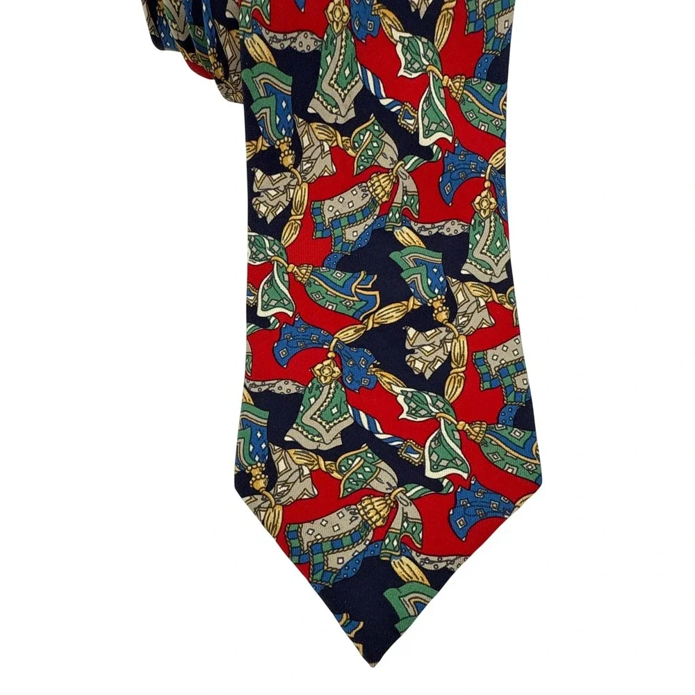 Burberrys Silk Tie Men's Blue Red Gold Green‎ Designer Luxury Necktie 62